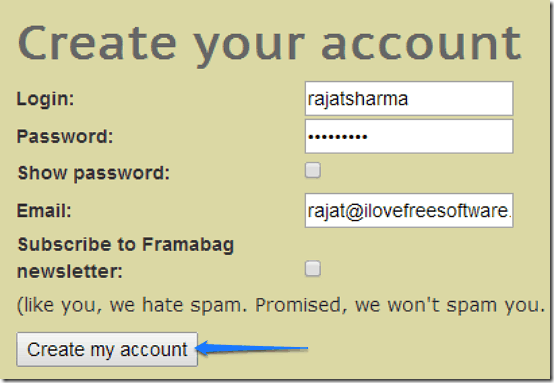 account creation framabag