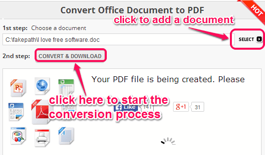 add a document and start conversion process