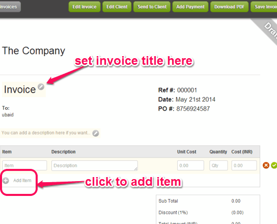 add items to invoice