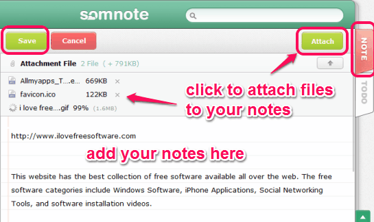 add notes and attach files