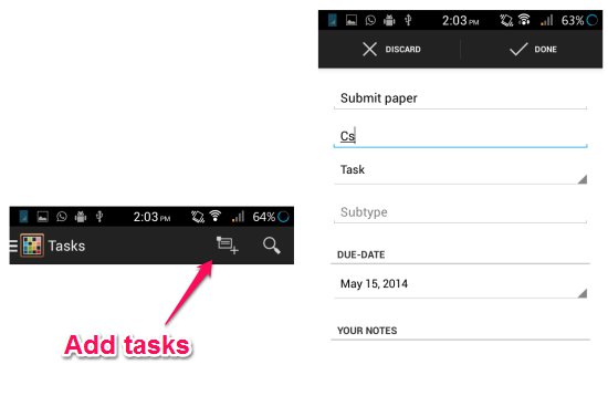 add tasks, exams, and holidays in time table app for android