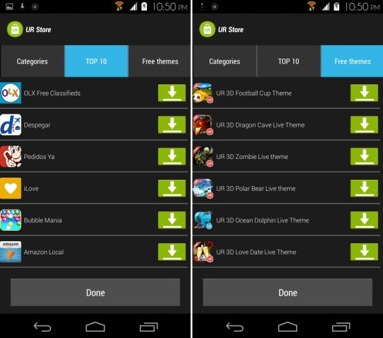 apps and themes in ur launcher for android