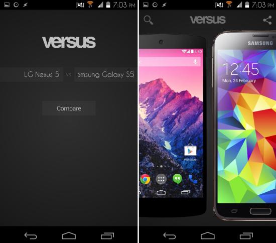 comparing Versus for Android