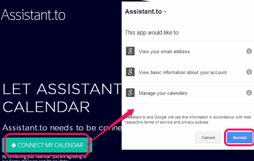 connect Assistant.to with your Gmail calendar