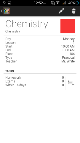 details in timetable for android