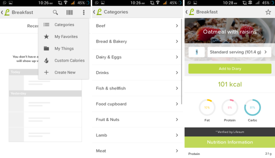 enter calories in lifesum calorie counter for android