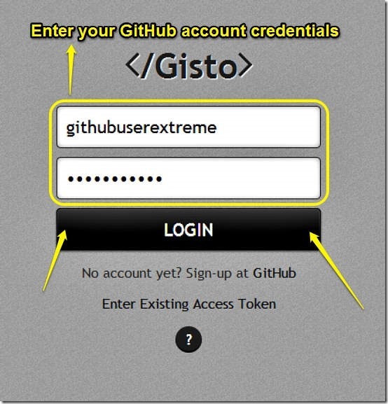 gisto first screen