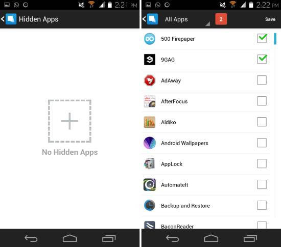 hiding apps with Hide App for Android