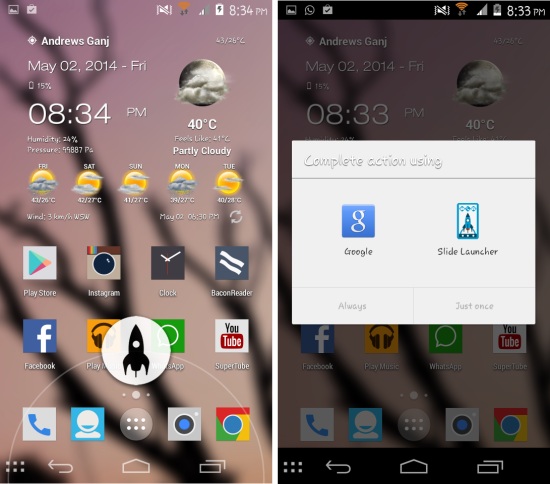 how to launch slide launcher for android