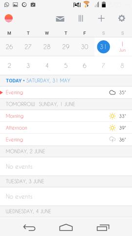 interface Sunrise Calendar for Android