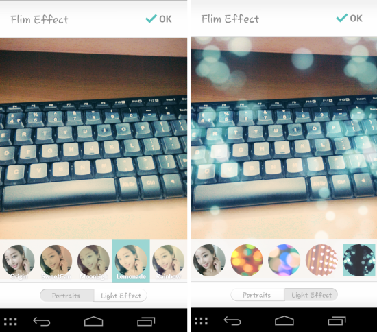 light effects in candy camera for android