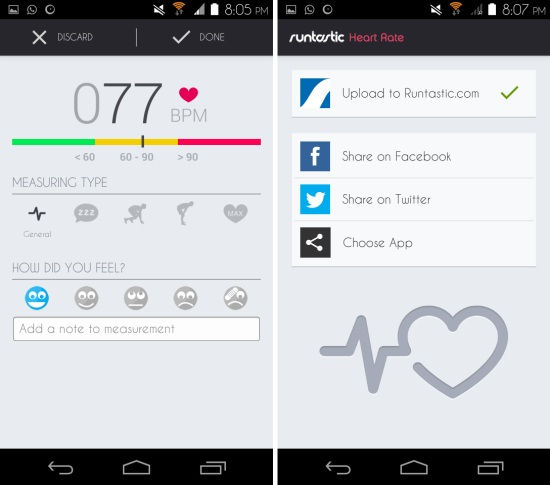 measured heart rate Runtastic Heart Rate for Android