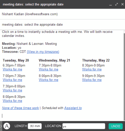 meetings dates are added to email