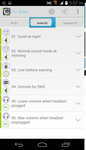 my rules in automateit for android