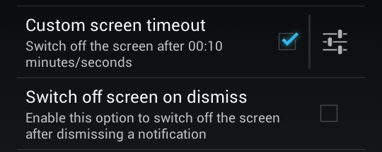 screen time out in DynamicNotifications for Android