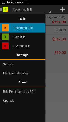 sections in reminder lite for android