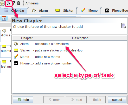 select type of task for chapter