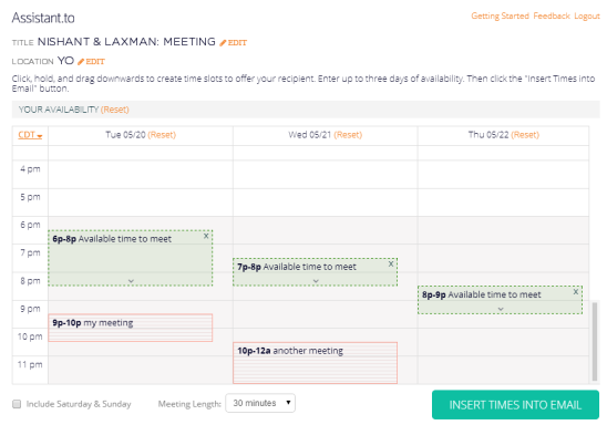 set meeting dates and time