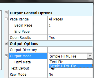 set output options