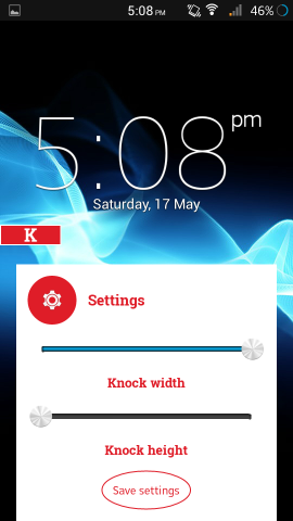 set position for knock lock for android