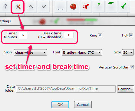 set timer and break time