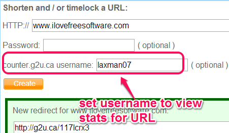 set username to view URL stats