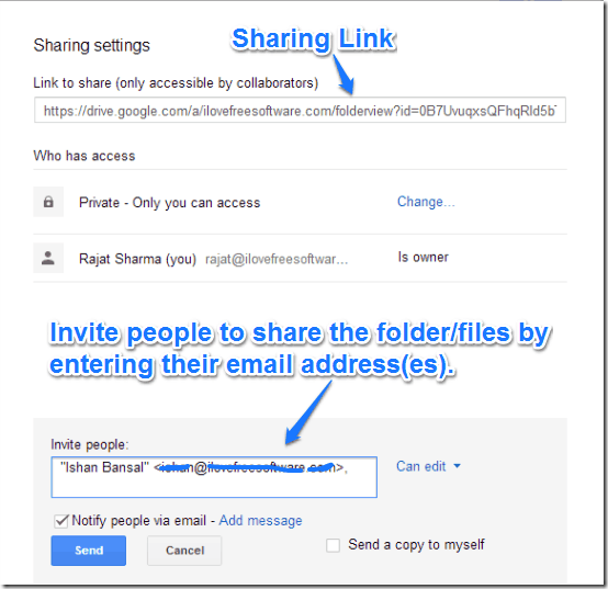 shared folder sharing invites