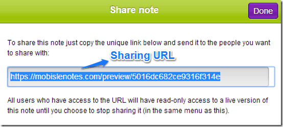 shared url mobisle notes