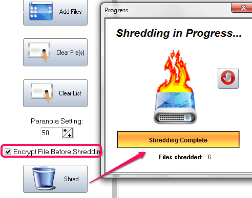 start file shredding process