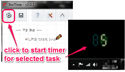 start timer for selected task