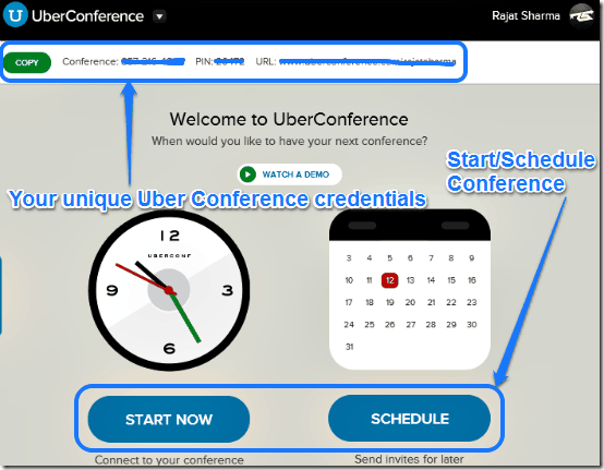 uber conference main ui