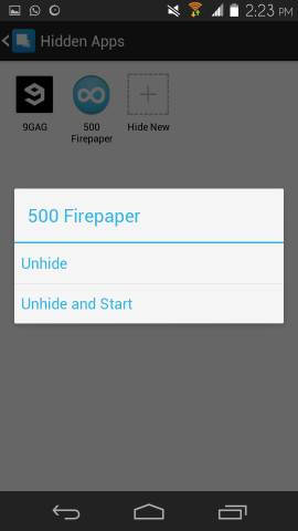 unhide apps in Hide App for Android