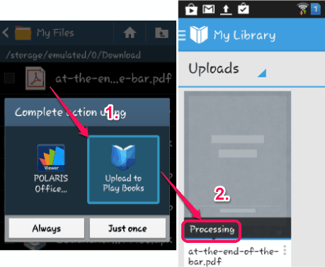 use Upload to Play Books option