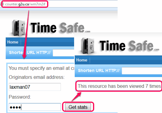 view stats for short URL