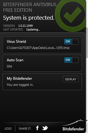 Bitdefender Antivirus Free Edition- interface