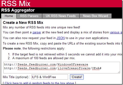 Cimbined RSS Feeder - RSS Mix