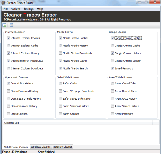 Cleaner Traces Eraser- interface