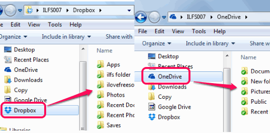 Dropbox and OneDrive folders