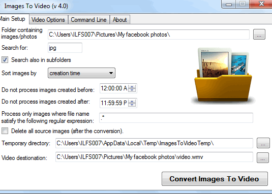 Images To Video Converter- interface