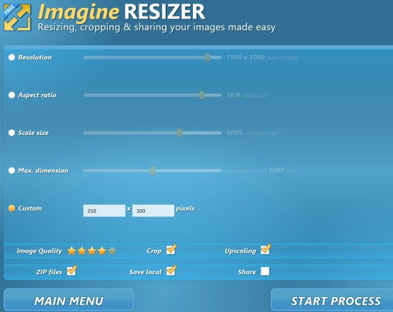 Imagine Resizer-Options