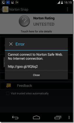 Norton Snap Not Connected to Internet