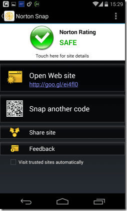 Norton Snap Safe Website