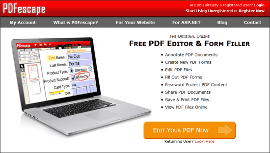 PDFescape Homepage