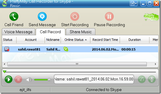 PrettyMay Call Recorder for Skype 
