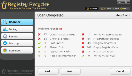 Registry Recycler- scan and fix registry errors
