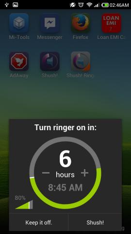 Shush! For Android Automatically Un-Mute Phone After Set Amount of Time