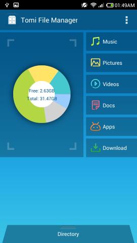 Tomi File Manager For Android interface