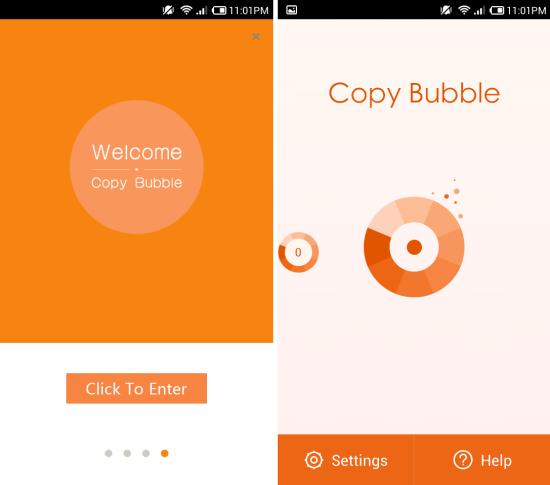 Using Copy Bubble for Android