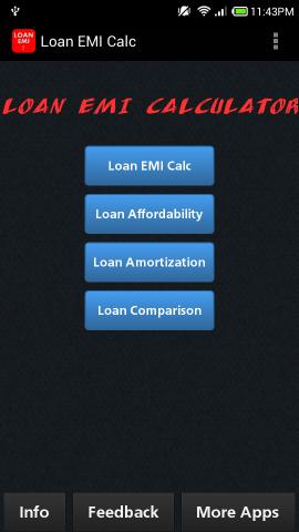 Using Free Loan EMI Calculator app for Android