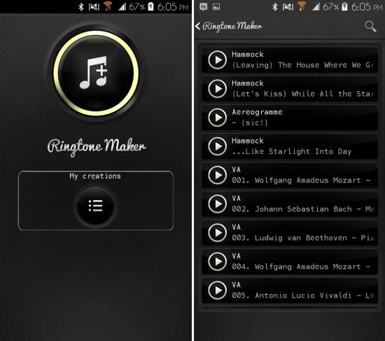 Using Ringtone Maker Delux for Android to make ringtones